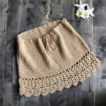 Load image into Gallery viewer, Gold Hands Handmade Cotton Knitted Crochet Mini Skirts Womens Ladies Beach Skirt Sexy Comfortable Hollow A Word Bag Hip Skirt