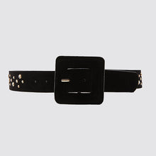 Load image into Gallery viewer, Miwens Trendy ZA Double Buckle Belt Women Vintage Gold Metal Chain Belt Boho Faux Black Leather Statement Belt Party Jewelry