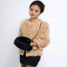 Load image into Gallery viewer, Natural Leather Bag Rabbit Hands Muff Portable Real Hair Hand Warm Fur Muff Dual-purpose Satchel

