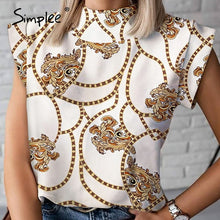 Load image into Gallery viewer, Simplee Personalized cartoon printed women's top Sleeveless stand collar high street top Fashion T-shirt spring and summer 2020
