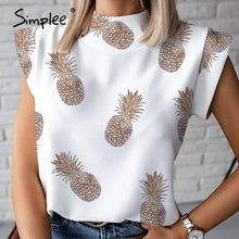 Load image into Gallery viewer, Simplee Personalized cartoon printed women's top Sleeveless stand collar high street top Fashion T-shirt spring and summer 2020
