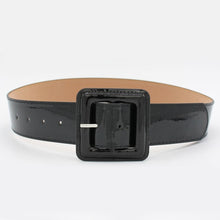Load image into Gallery viewer, Big Square Buckle Belts For Women Bright Patent Leather Waist Black Pin Buckles Wide Belt Ladies Casual Dress Waistbands Femme
