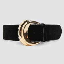 Load image into Gallery viewer, Miwens Trendy ZA Double Buckle Belt Women Vintage Gold Metal Chain Belt Boho Faux Black Leather Statement Belt Party Jewelry
