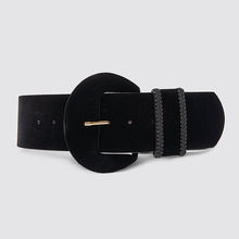 Load image into Gallery viewer, Miwens Trendy ZA Double Buckle Belt Women Vintage Gold Metal Chain Belt Boho Faux Black Leather Statement Belt Party Jewelry
