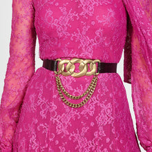 Load image into Gallery viewer, Miwens Trendy ZA Double Buckle Belt Women Vintage Gold Metal Chain Belt Boho Faux Black Leather Statement Belt Party Jewelry

