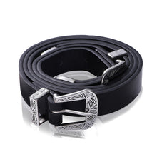 Load image into Gallery viewer, Miwens Trendy ZA Double Buckle Belt Women Vintage Gold Metal Chain Belt Boho Faux Black Leather Statement Belt Party Jewelry
