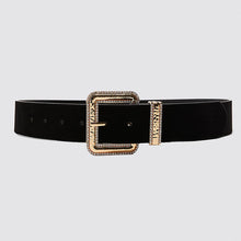 Load image into Gallery viewer, Miwens Trendy ZA Double Buckle Belt Women Vintage Gold Metal Chain Belt Boho Faux Black Leather Statement Belt Party Jewelry
