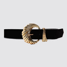 Load image into Gallery viewer, Miwens Trendy ZA Double Buckle Belt Women Vintage Gold Metal Chain Belt Boho Faux Black Leather Statement Belt Party Jewelry

